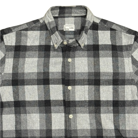 CLUB MONACO Men's Heavyweight Plaid Flannel - Grey/ Black, Medium - Picture 5 of 5